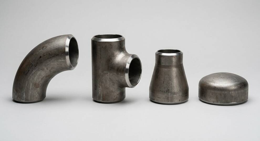مجموعه فیتینگ جوشی ASME B16.9 شامل زانویی، سه‌راهی و ردیوسر با Bevel