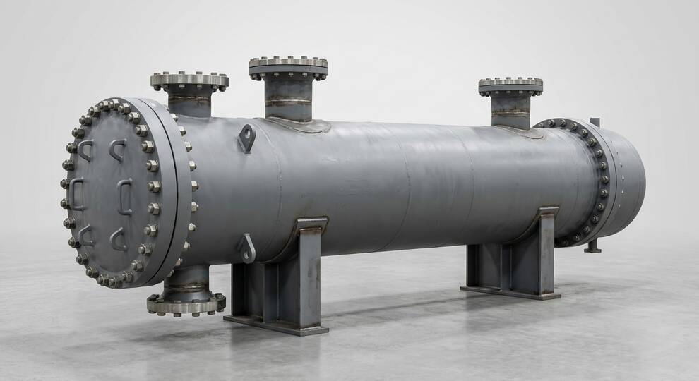 مبدل حرارتی Shell and Tube افقی با نازلها و درپوشهای پیچدار مطابق TEMA