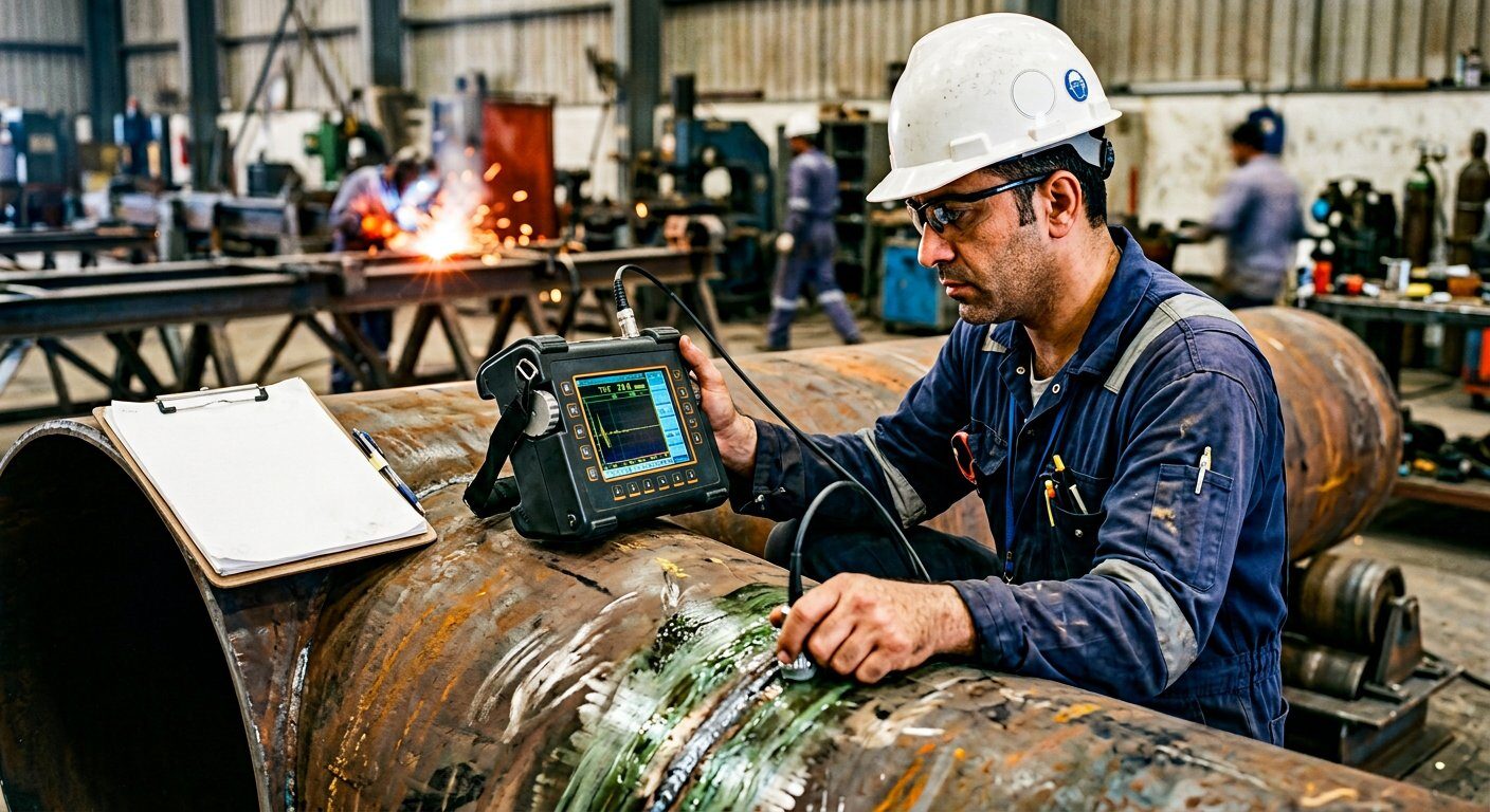 بازرسی NDT و ضخامت‌سنجی التراسونیک جوش لوله